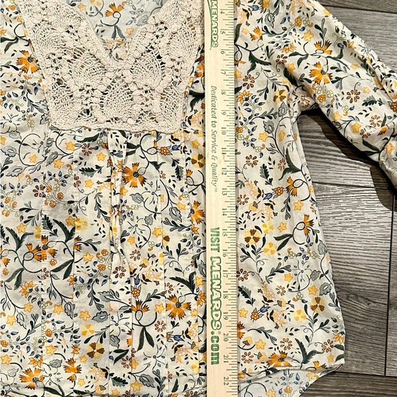 Women’s Zara Basic Floral Print Crochet Boho Blouse Size Large - Picture 4 of 7